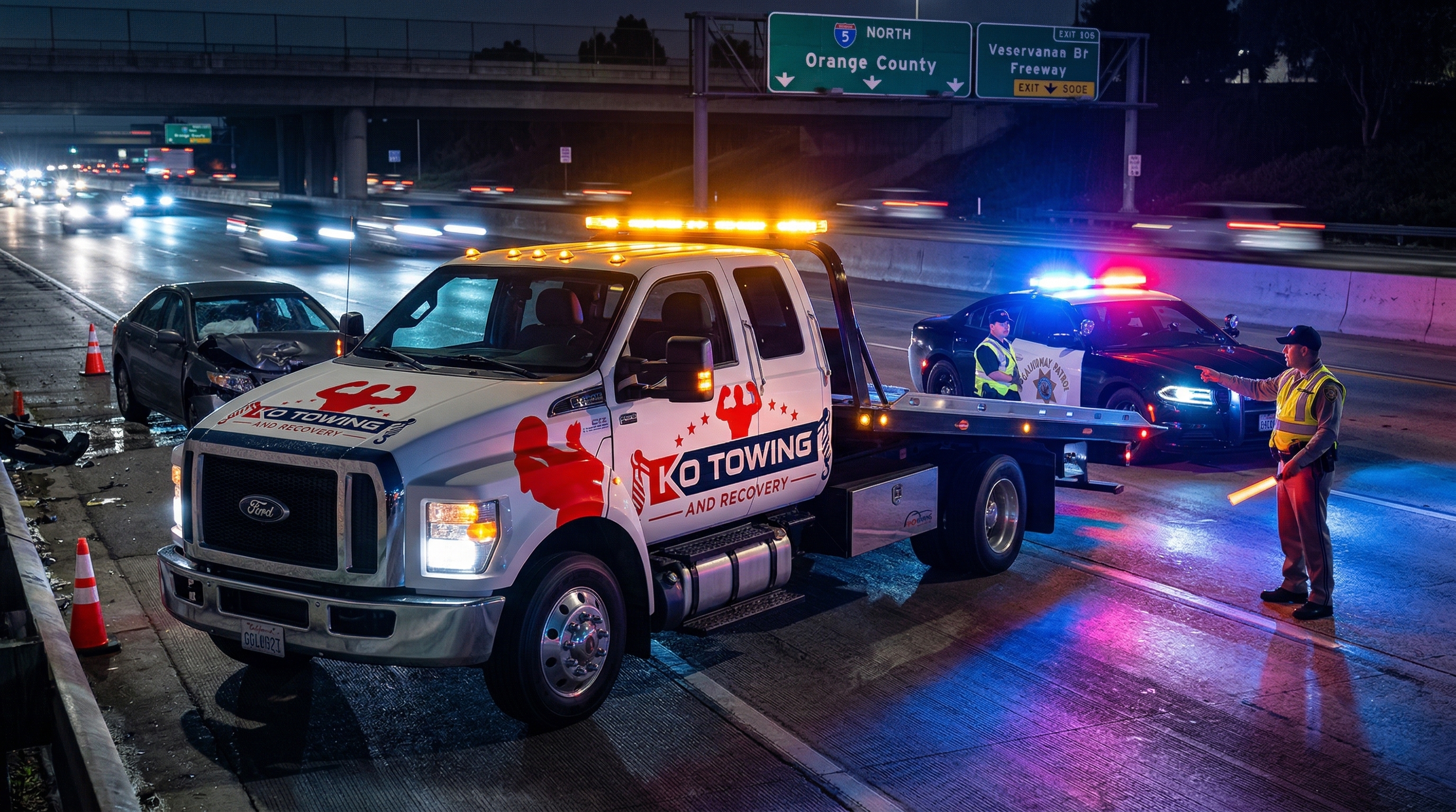 KO Towing police agency towing CHP Orange County CA